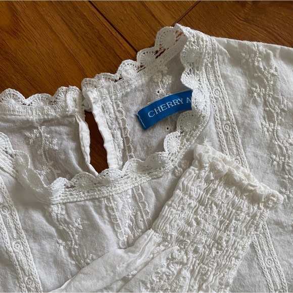 White Lacey Long/Mid Sleeve Blouse - Picture 2 of 6